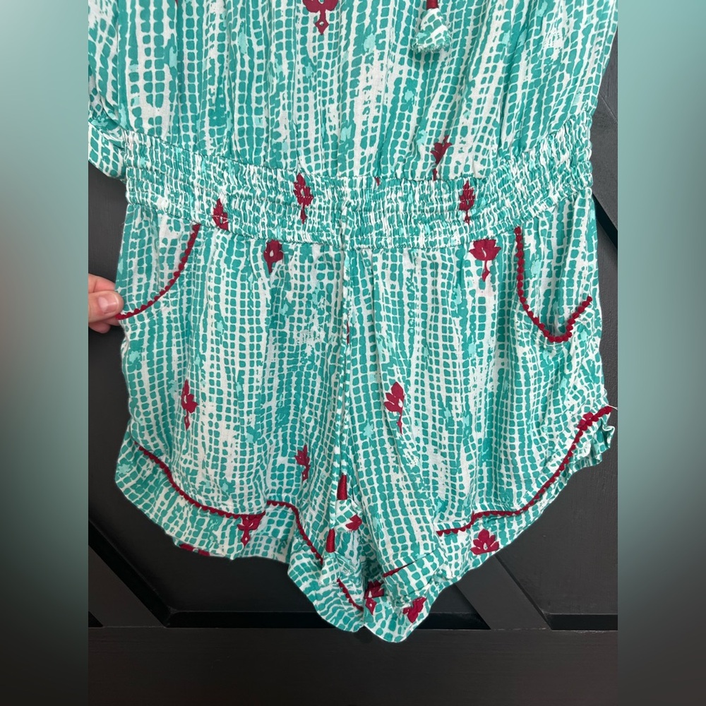 Poupette St. Barth Clara Off-the-Shoulder Romper, Size Small - Picture 4 of 6